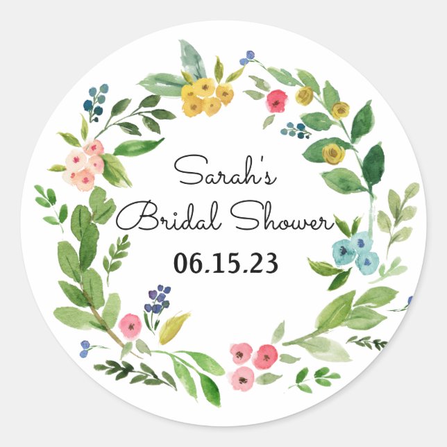 Bridal Shower Favor Sticker Label Gifts Circle (Front)