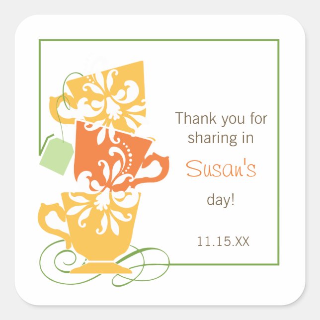Bridal Shower Favor Sticker - Tea (Front)