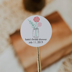 Bridal Shower Favor Stickers   Botanical Mason Jar