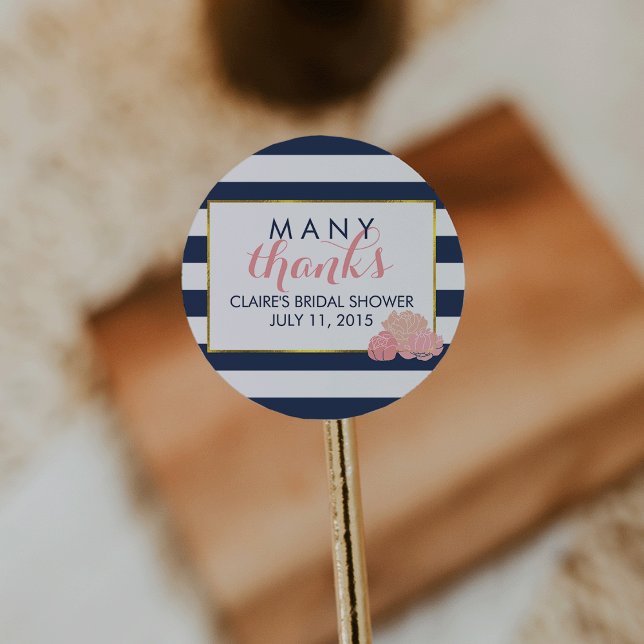 Bridal Shower Favor Stickers Midnight Blush Peony (Creator Uploaded)