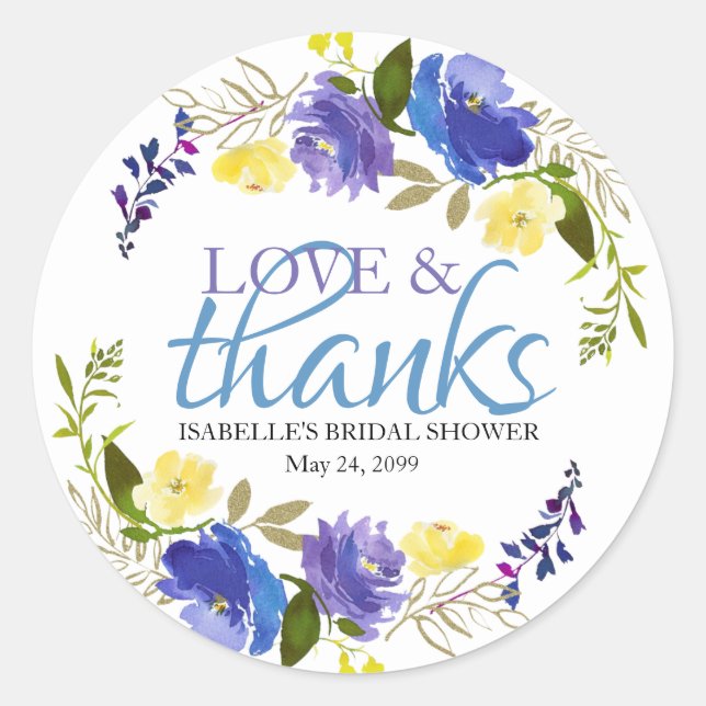 Bridal Shower Favor Stickers Spring Flowers (Front)