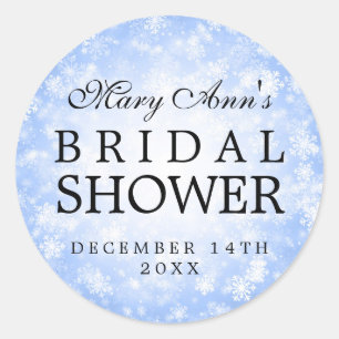 Bridal Shower Favor Tag Blue Winter Wonderland