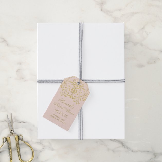 Bridal Shower Favor Tags | Gold Vintage Glamour