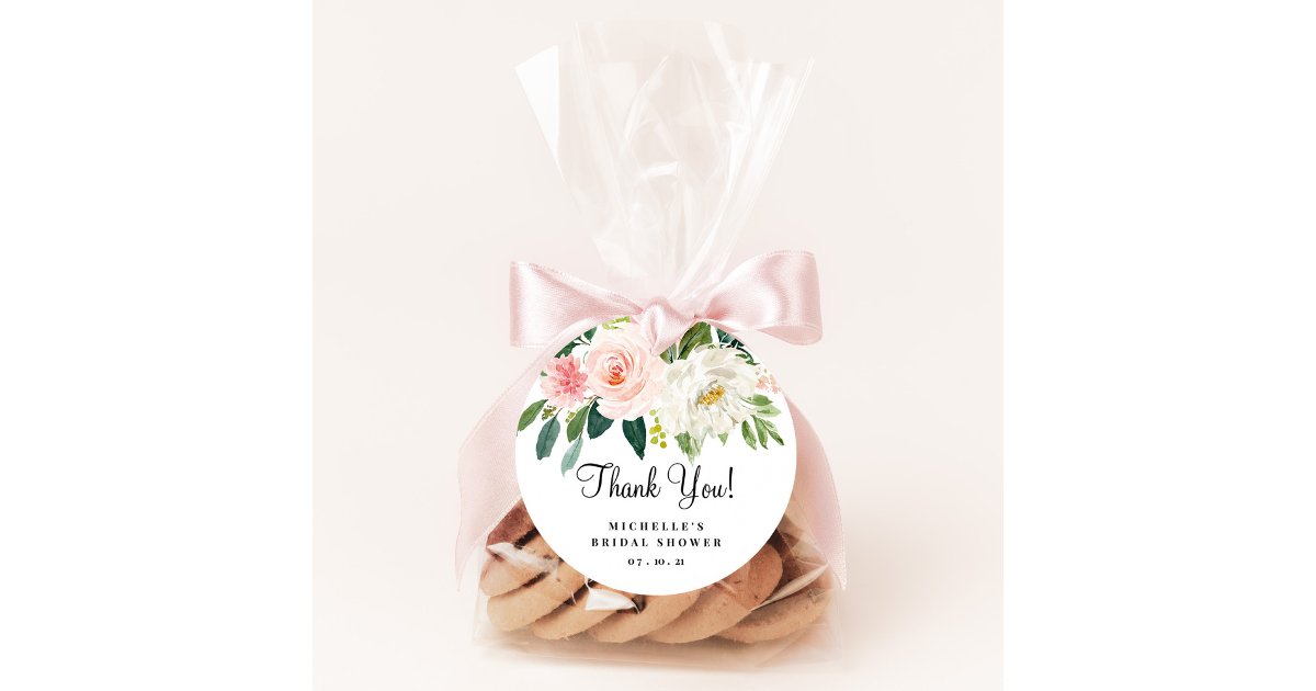 Bridal Shower Favor Tags, Thank You Classic Round Sticker | Zazzle