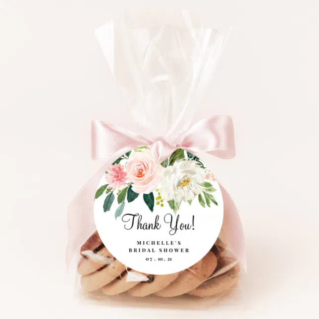 Bridal Shower Favor Tags, Thank You Classic Round Sticker | Zazzle