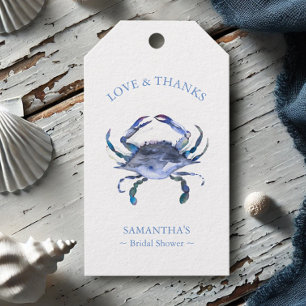 Bridal Shower Favor Tags Watercolor Crab
