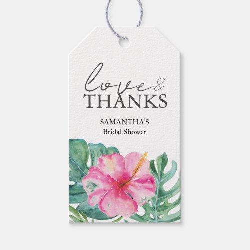 Bridal Shower Favor Tags Watercolor Pink Flowers