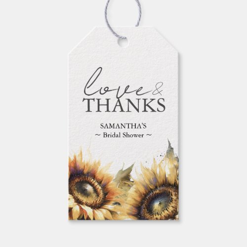 Bridal Shower Favor Tags Watercolor Sunflowers