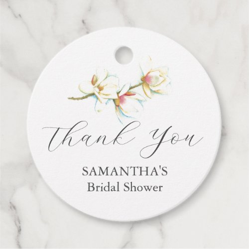 Bridal Shower Favor Tags White Magnolia Flowers