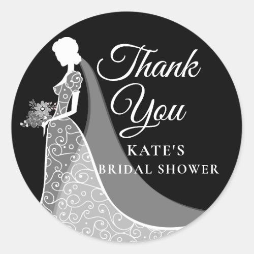 Bridal Shower Favor Vintage Lace Gown Classic Round Sticker