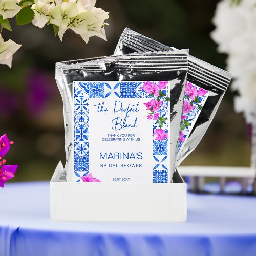 Bridal shower favors Blue Tiles Bougainvillea  Coffee Drink Mix