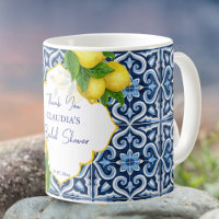 Bridal shower favors blue tiles lemon Amalfi