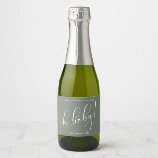 Bridal Shower Favors Minimalistic Sage Green Sparkling Wine Label