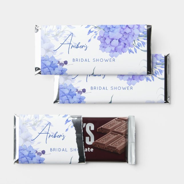 Bridal shower favors something blue hydrangea hershey bar favors (Front)