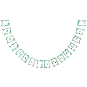 Bridal Shower Flag Banner Laurel Leaf Olive Art