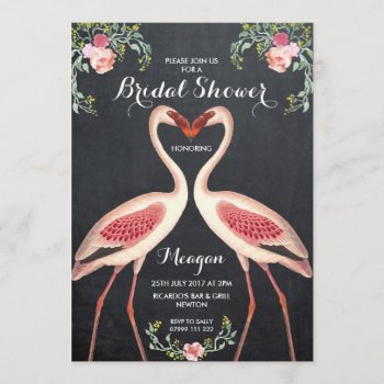 Bridal Shower Flamingo Invitation Chalkboard by OurFriendsEclectic at Zazzle
