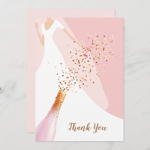 Bridal Shower Flat Rose Quartz Pink Thank You Card