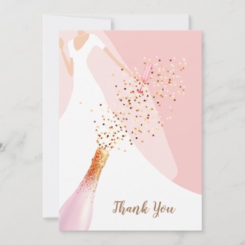 Bridal Shower Flat Rose Quartz Pink Thank You Card