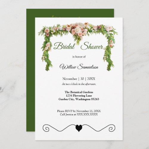 Bridal Shower Floral and Heart Vine Invitation