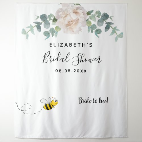 Bridal Shower floral eucaluptus white bride to bee Tapestry