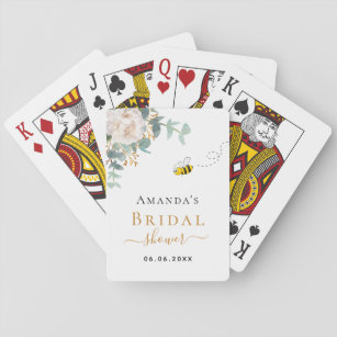 Bridal Shower floral eucalyptus greenery bee  Playing Cards