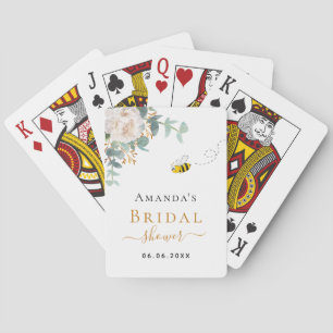 Bridal Shower floral eucalyptus greenery bee  Poker Cards