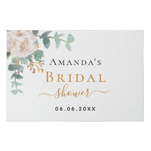 Bridal Shower floral eucalyptus greenery elegant Faux Canvas Print