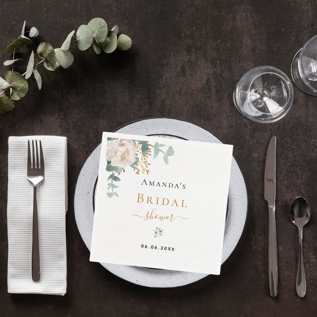 Bridal Shower floral eucalyptus greenery elegant Napkins (Creator Uploaded)