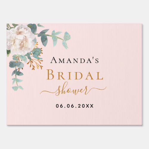 Bridal Shower floral eucalyptus greenery rose gold Sign