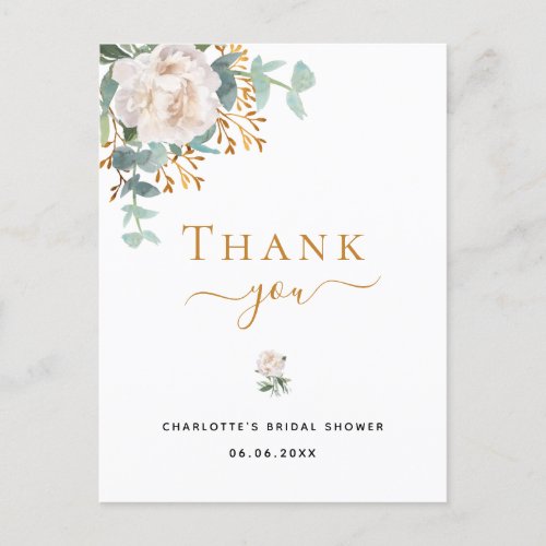 Bridal Shower floral eucalyptus greenery thank you Postcard