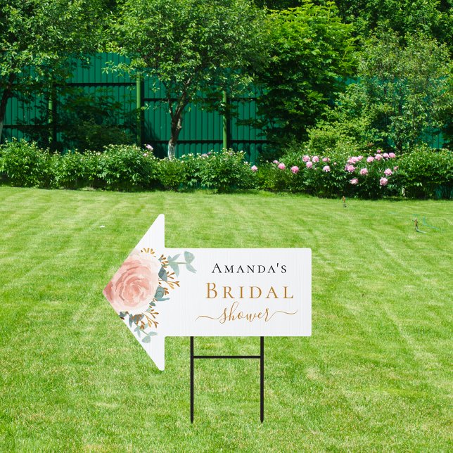 Bridal Shower floral eucalyptus rose gold arrow Sign (Creator Uploaded)