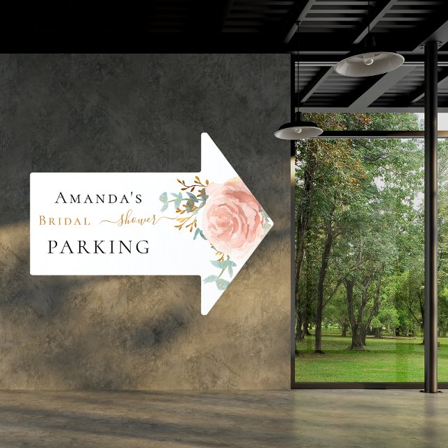 Bridal Shower floral eucalyptus rose parking arrow Sign (Creator Uploaded)