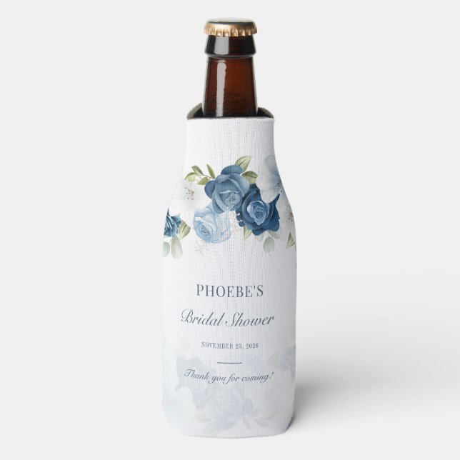 Bridal Shower Floral Eucalyptus Succulent Custom Bottle Cooler (Bottle Front)