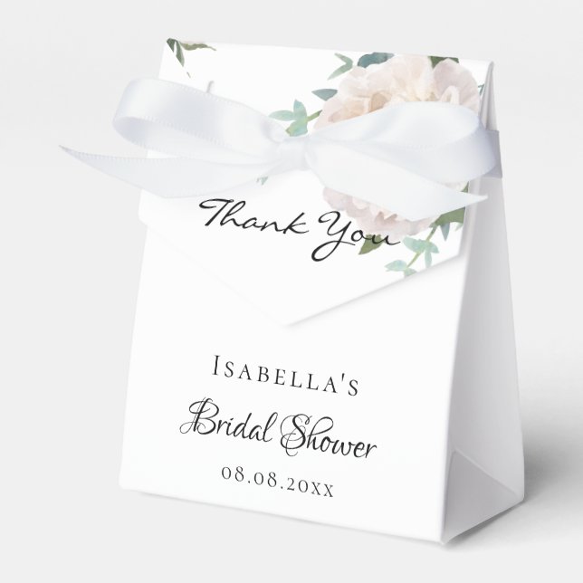 Bridal shower floral eucalyptus thank you favor boxes (Front Side)