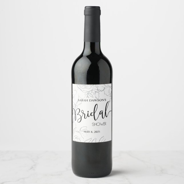 Bridal shower, floral, favors, wine label (Front)