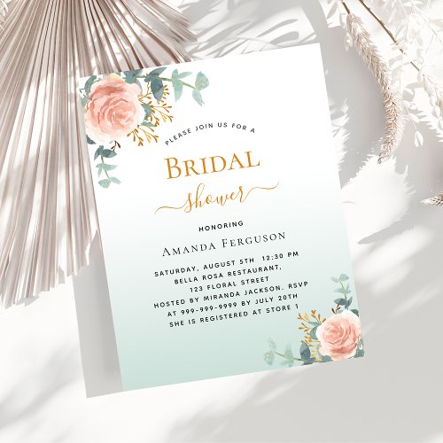 Bridal Shower floral greenery budget invitation