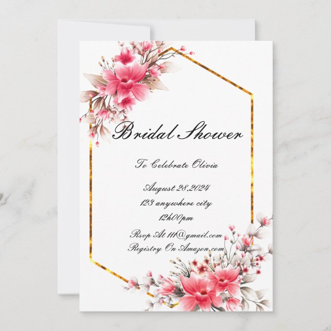 BRIDAL SHOWER FLORAL INVITATION (Front)