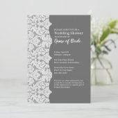 Bridal Shower: Floral Lace Pattern and gray Invitation (Standing Front)