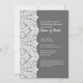 Bridal Shower: Floral Lace Pattern and gray Invitation (Front)