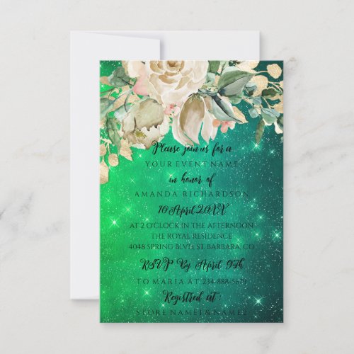 Bridal Shower Floral Min Green  Invitation