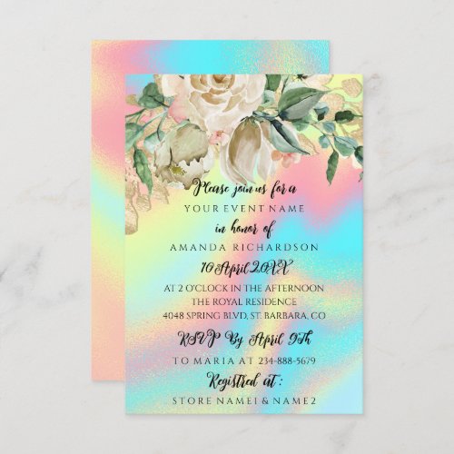 Bridal Shower Floral Min Holographic Invitation