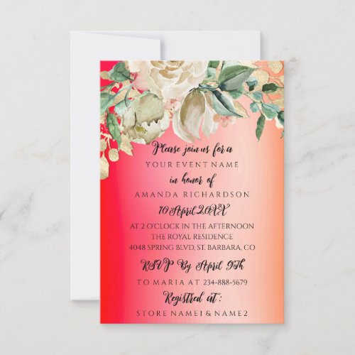 Bridal Shower Floral Min Mix Hot Colour Invitation