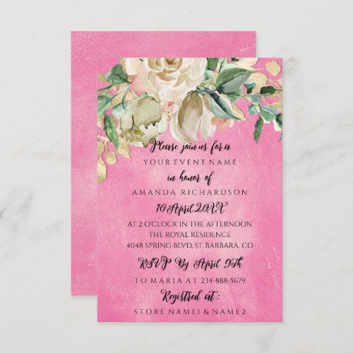 Bridal Shower Floral Min Pink Invitation