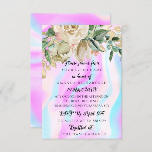 Bridal Shower Floral Mint Green Pink And Blue Invi Invitation