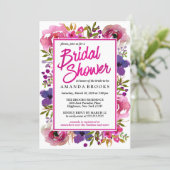 Bridal Shower Floral Modern Wedding Watercolor Invitation (Standing Front)