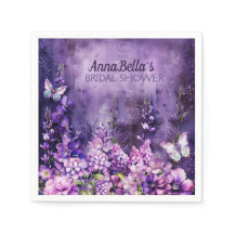 Bridal Shower Floral Napkins – Purple Reverie Gard
