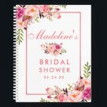Bridal Shower Floral Pink Blush Gift List Notebook<br><div class="desc">Watercolor Pink Blush Floral Gold Bridal Shower Gift List Notebook - Pink Frame - Pink Script</div>