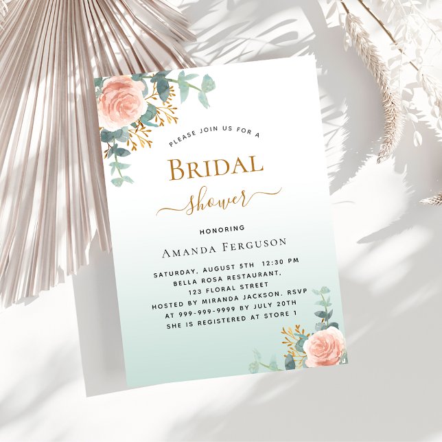 Bridal Shower floral rose gold greenery Invitation (Creator Uploaded)