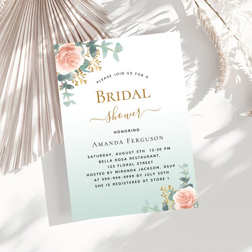 Bridal Shower floral rose gold greenery luxury Invitation