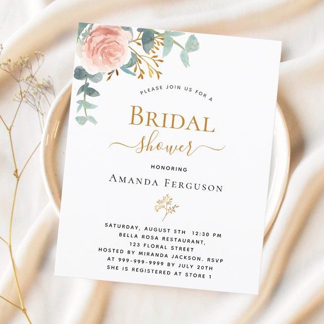 Bridal Shower floral rose gold invitation (Creator Uploaded)